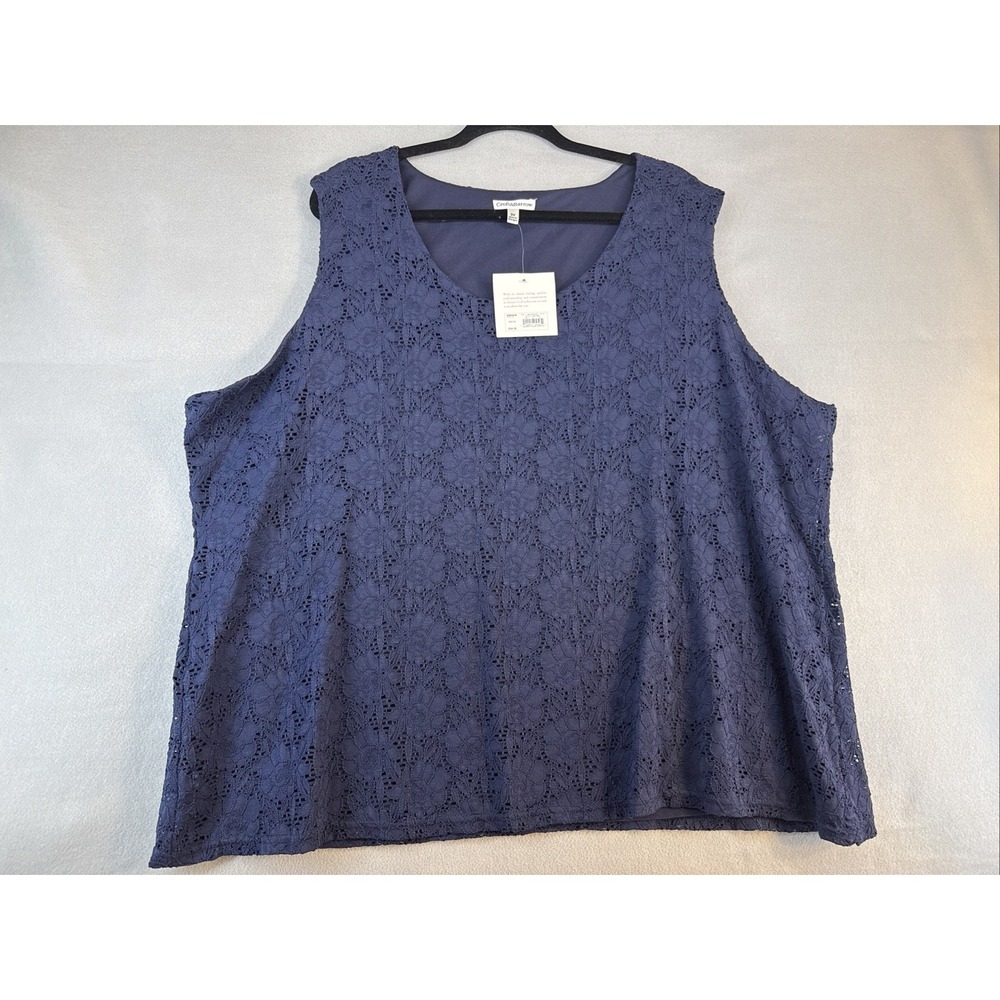 Croft&barrow Woman's Size 3X Lace Sleeveless Blouse New With Tags, Dark Blue